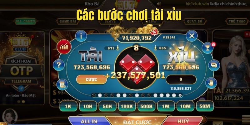 Các bước chơi tài xỉu